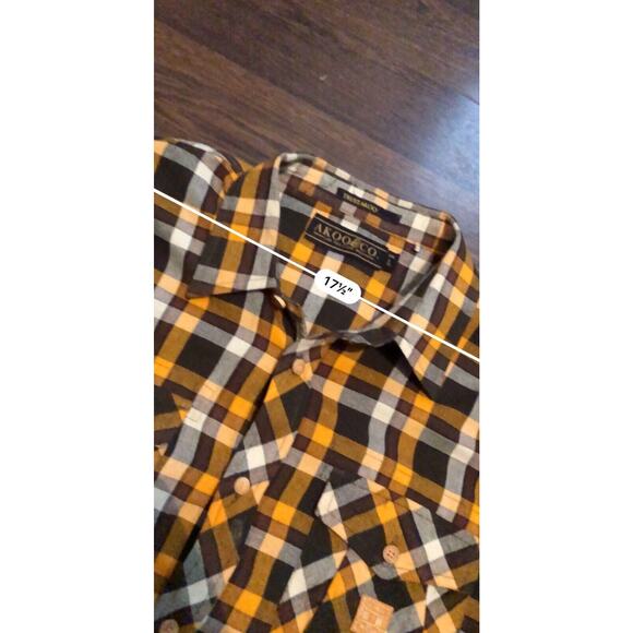 AKOO Shirt Mens Sz L Orange Black Buffalo Check Elbow Pads/PatchesUp Cargo - Picture 10 of 13